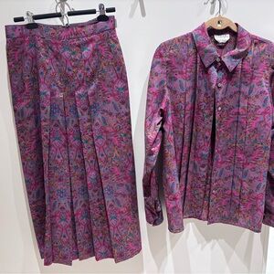 Ports international vintage skirt set suit 100% wool paisley